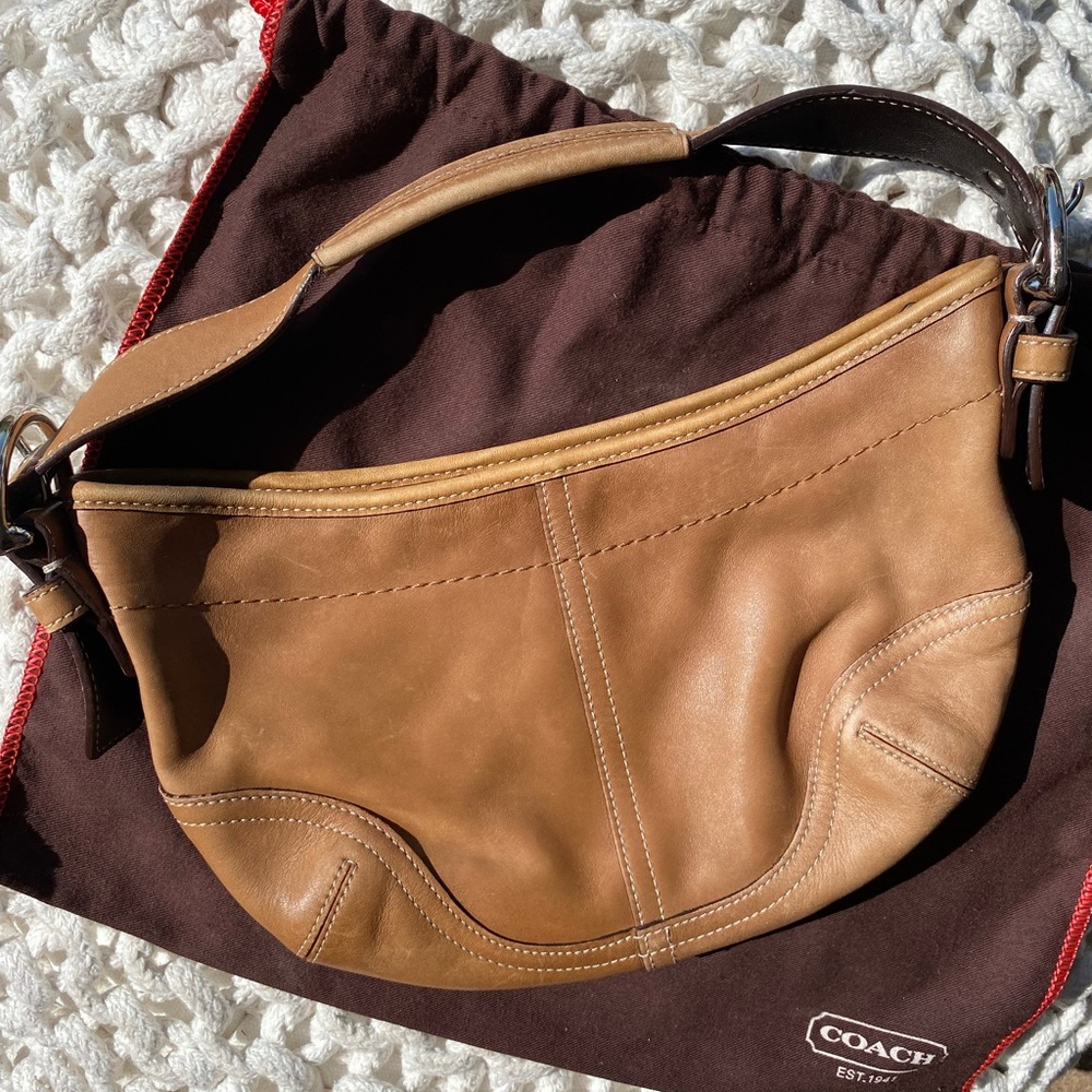 Coach Purse | Shoulder Bag w/ Short Strap | Camel Leather